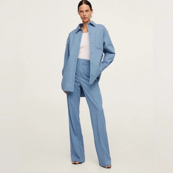 Pernille X Mango size 6 light blue shaket over sized shirt insulated button up M - Picture 4 of 9